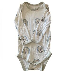 Kyte Baby Long-Sleeve One-Piece Bodysuit in Sage with Rainbow Print